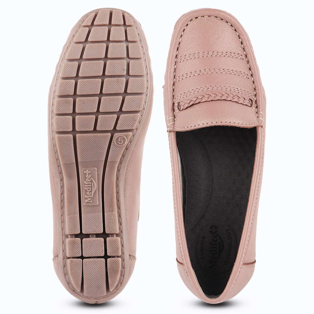Medifeet Genuine Leather Comfortable & Arch Support Loafers For Women's