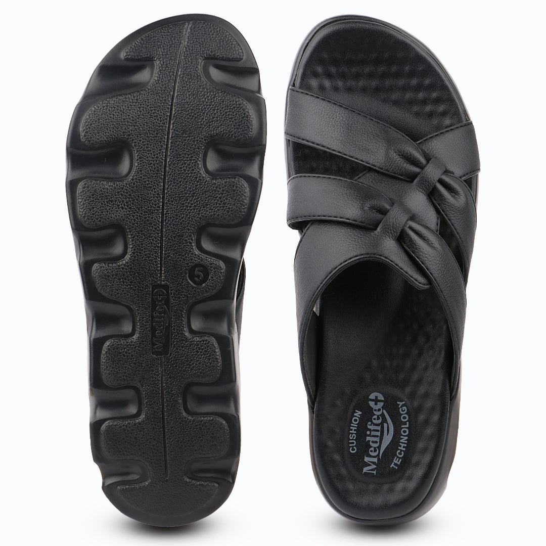 Medifeet Cross Loop Women's Orthopedic Ergonomic Comfort Slides | German Technology | Arch Support | Diabetic Friendly | Indoor & Outdoor Use Slippers