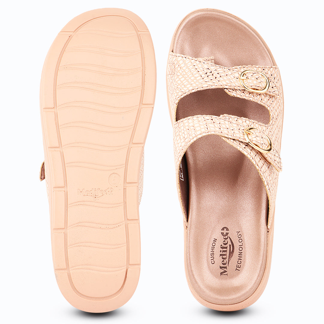 Medifeet DiaStyle Fashion Meets Comfort Diabetic Sandal | Premium Cushioned Orthopedic Slides for All-Day Walking Support