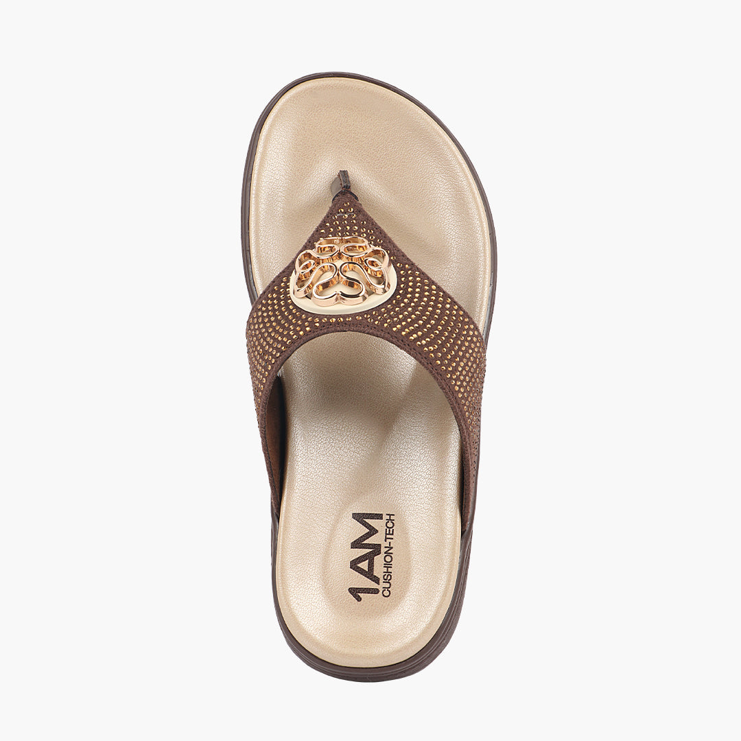 Medifeet Stylish Stone and Comfy Slippers for Women with Midsole Arch Support