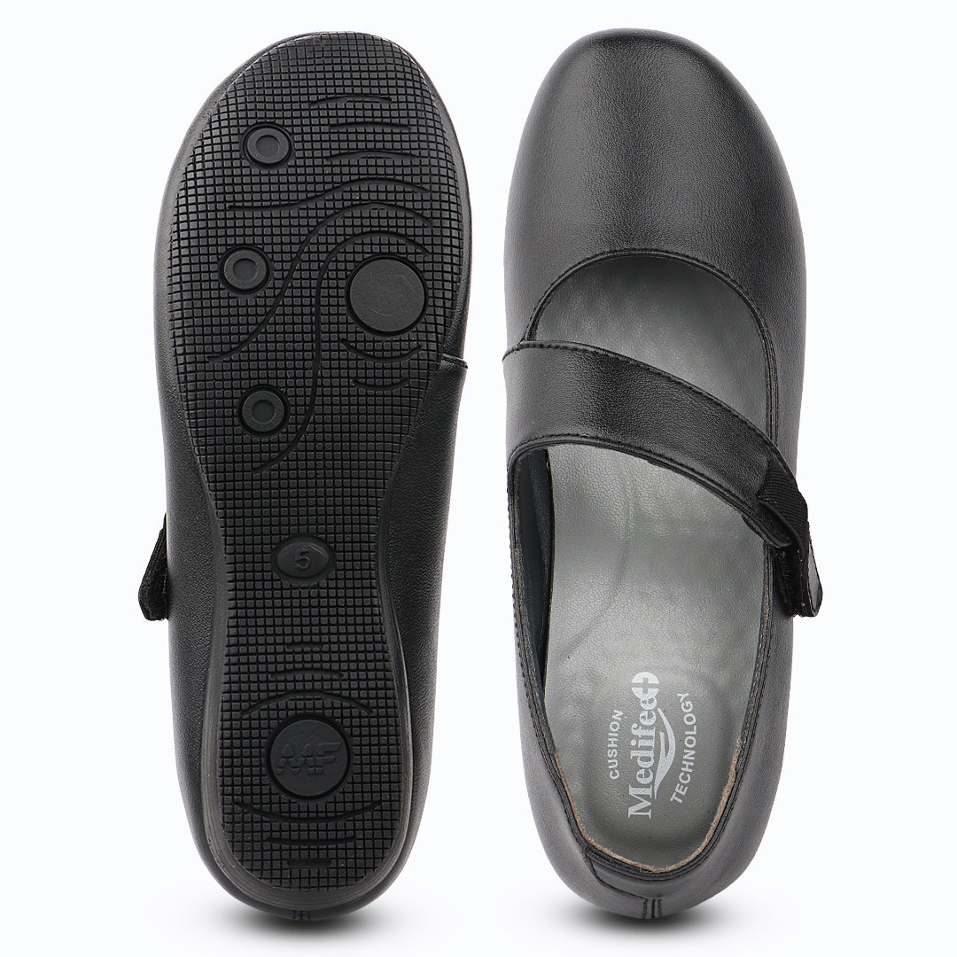 Medifeet Women’s Mary Jane Strap Office & Casual Shoes | Soft Cushioned Comfort | Long Hours Work Support