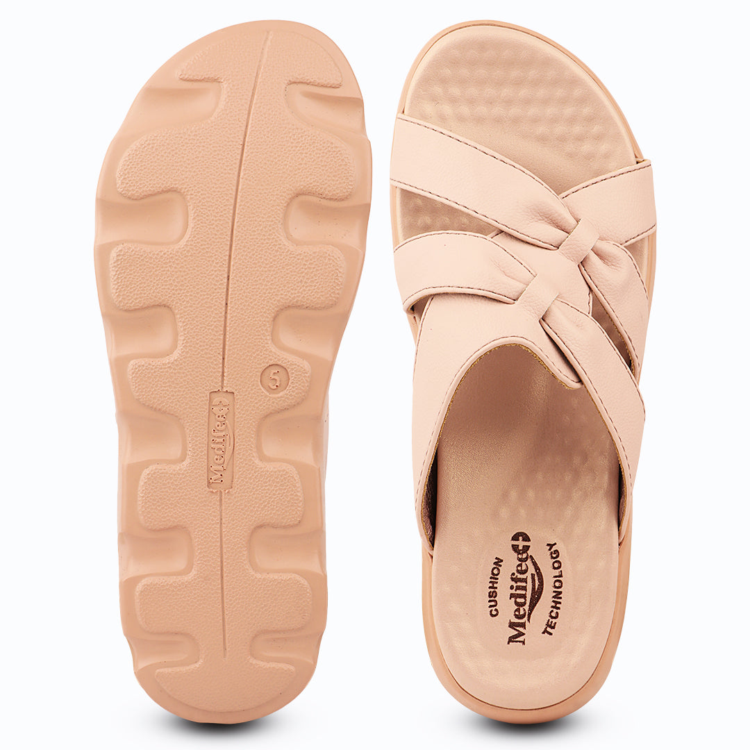 Medifeet Cross Loop Women's Orthopedic Ergonomic Comfort Slides | German Technology | Arch Support | Diabetic Friendly | Indoor & Outdoor Use Slippers