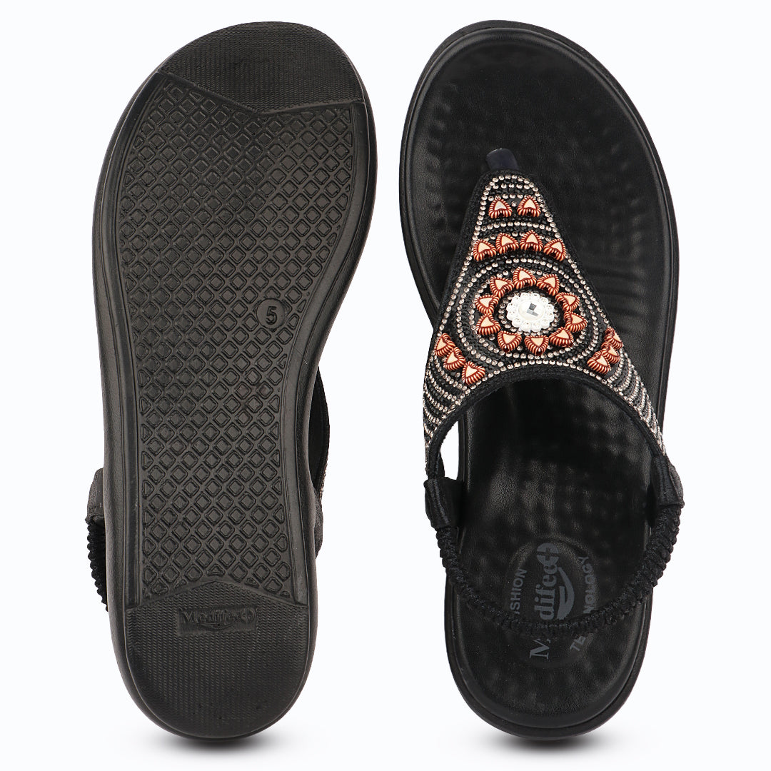 Medifeet Elegance Beadwork Slingback Sandals for Women with Plush Cushion Footbed