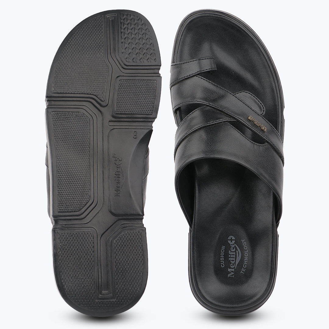 Medifeet Men’s Orthopedic Cross Strap Comfort Slides | Advanced Arch Support | Ultra Cushion Footbed | BASF German Technology Sole | Anti-Skid