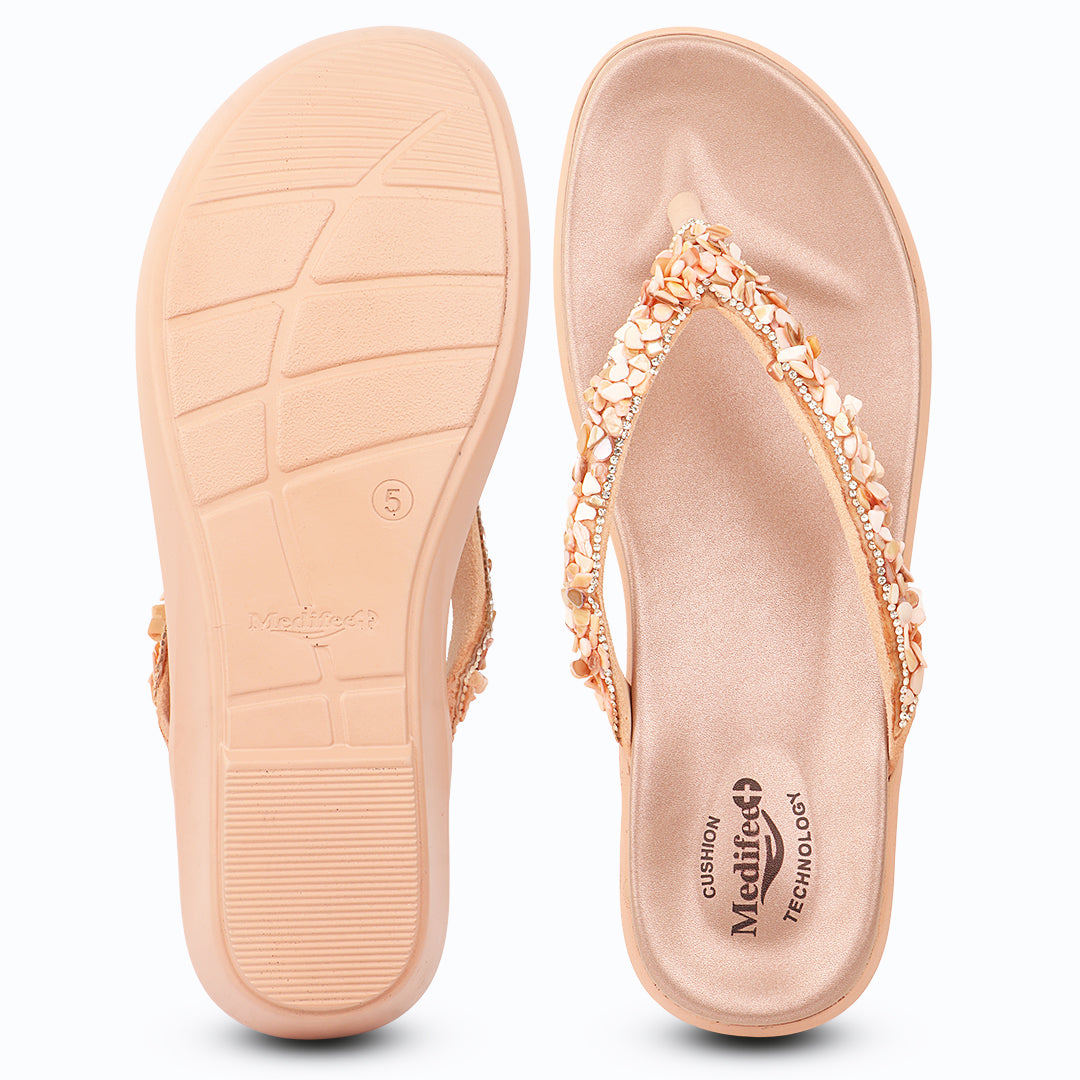 Medifeet Pearl Strap Wedge Sandals for Women – Arch Support, Cushion & Orthopedic Comfort