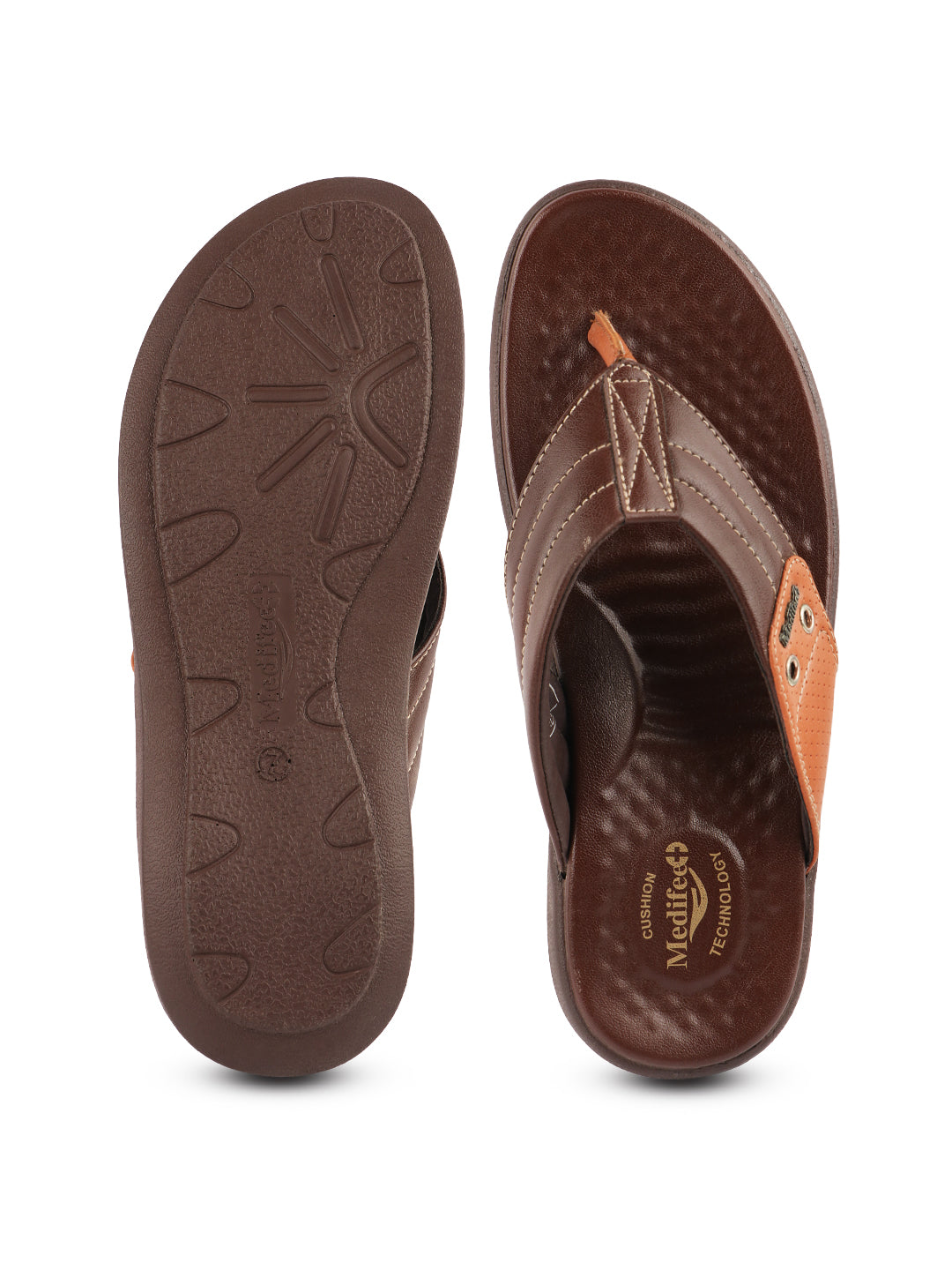 Medifeet Men's Comfort Arch Support Flip-Flops | Dual-Tone Anti-Skid Slippers for All-Day Wear