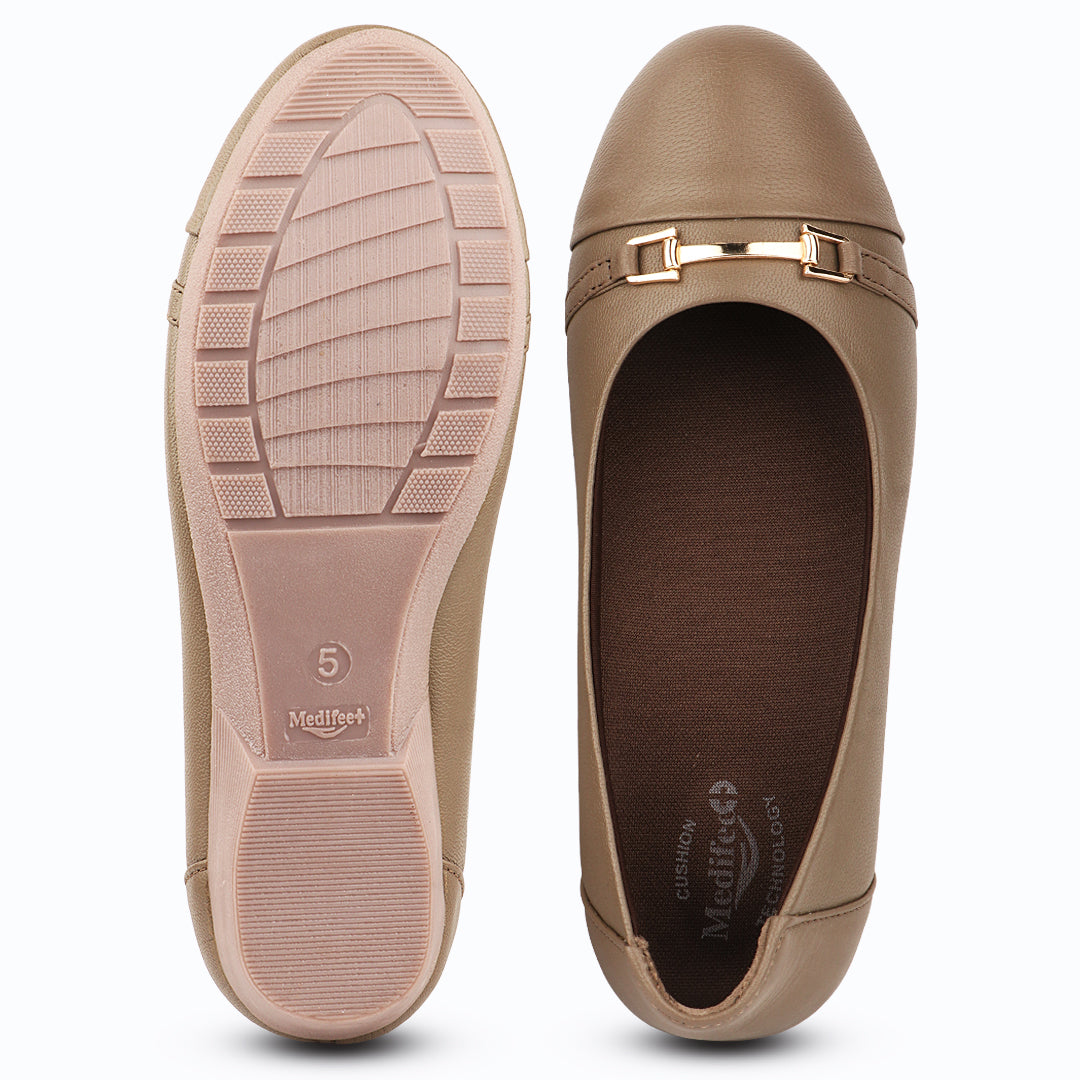 Medifeet Women's Genuine Leather Flats Ballet – (Arch Support, Cushioned Insole, Formal & Office Wear Comfort)