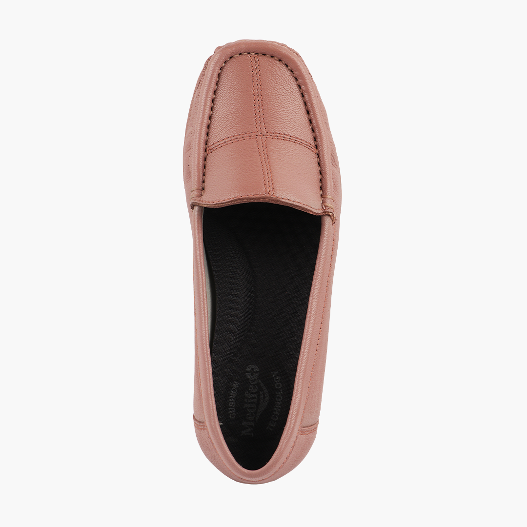 Subtle Heel Leather Loafers for Women with Arch Support