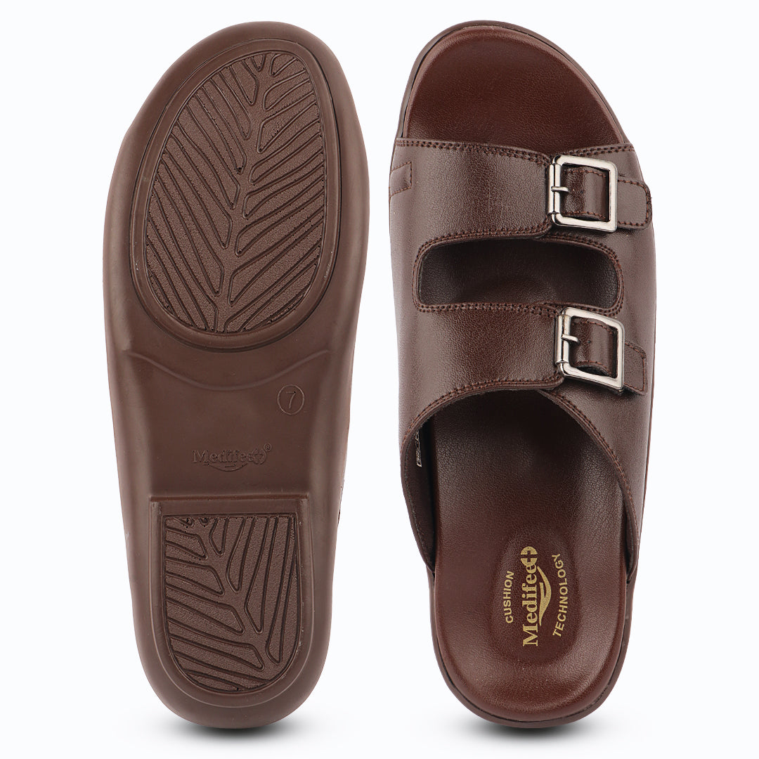 Medifeet Men's Orthopedic Comfort Sandals | Adjustable Double Buckle | Ergonomic Arch Support | Soft Cushioned Footbed | Lightweight Anti-Slip Walking Slides | Everyday Casual Footwear
