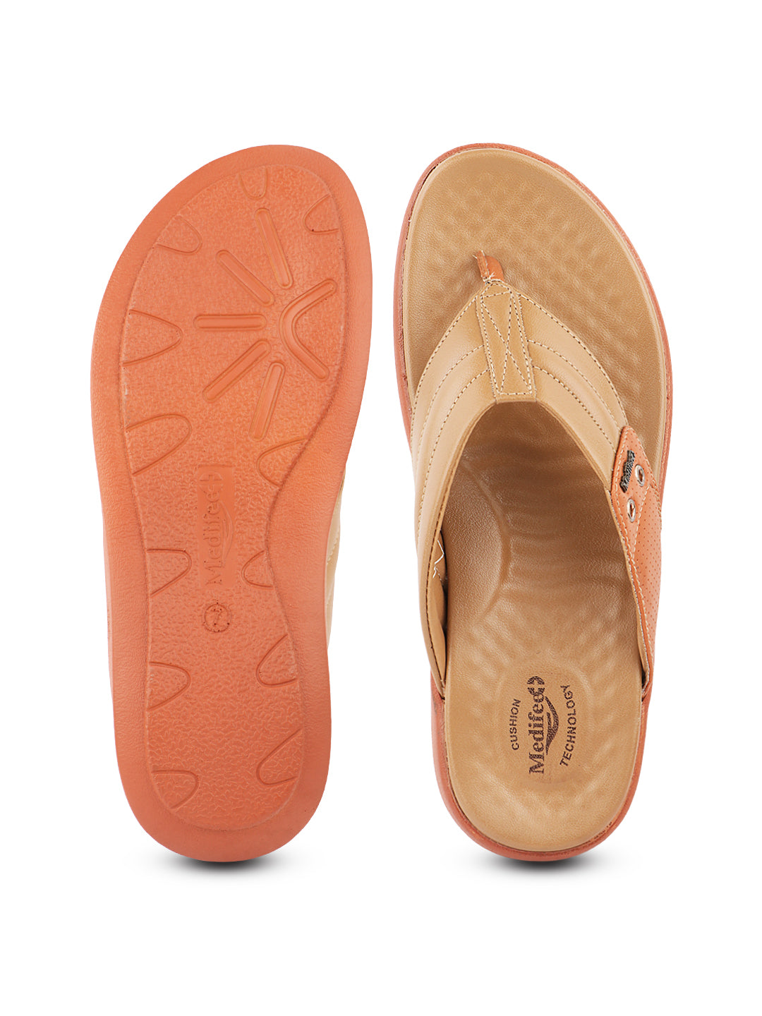Medifeet Men's Comfort Arch Support Flip-Flops | Dual-Tone Anti-Skid Slippers for All-Day Wear
