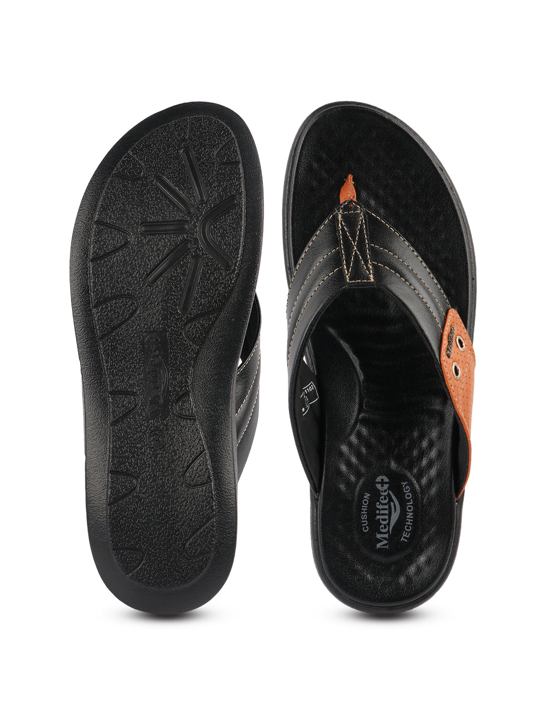 Medifeet Men's Comfort Arch Support Flip-Flops | Dual-Tone Anti-Skid Slippers for All-Day Wear