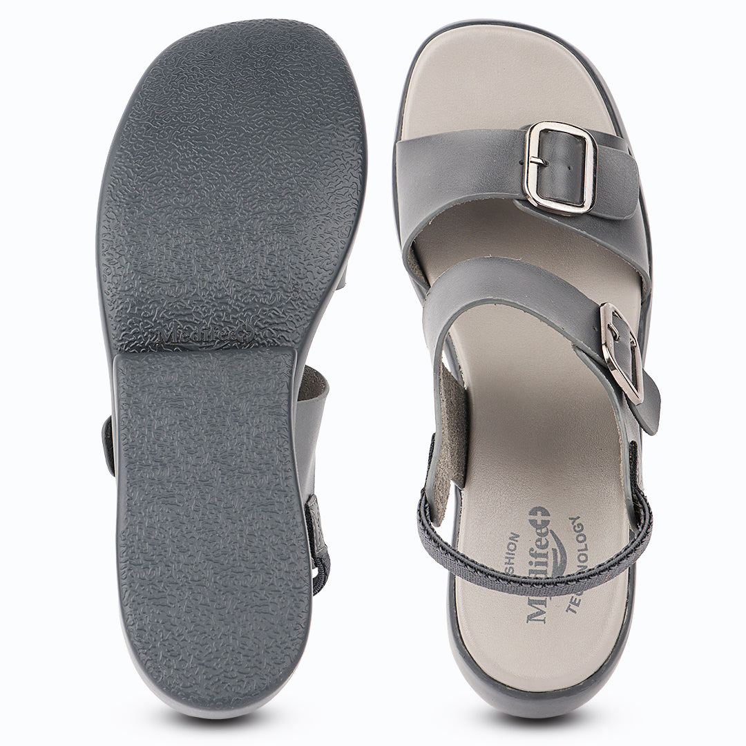 Medifeet Dual Strap Heel Sandal for Women (With Ankle Strap for Better Fit)
