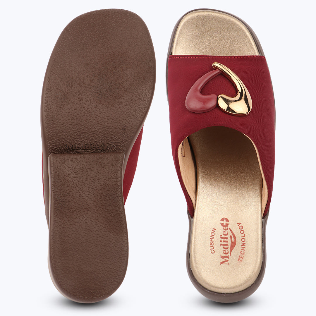 Medifeet Women's Elegant Comfort With Fashion Wedge Slide Sandals with Soft Cushioned Footbed & Engineered with BASF German Technology