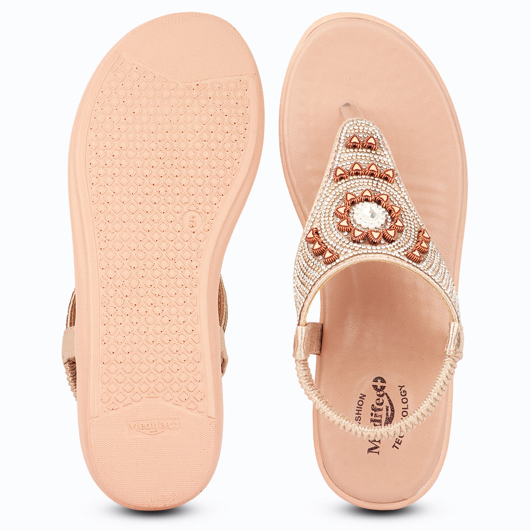 Medifeet Elegance Beadwork Slingback Sandals for Women with Plush Cushion Footbed