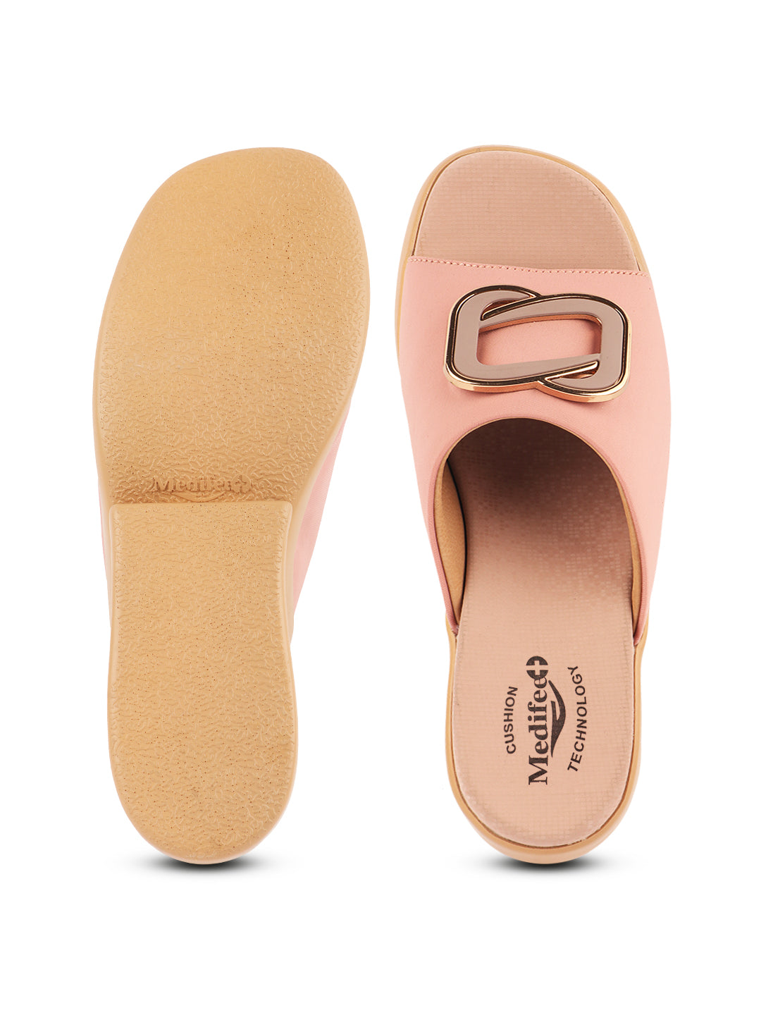 Medifeet Stylish Wedge Heel Sliders for Women (Premium Leather | Cushioned Footbed