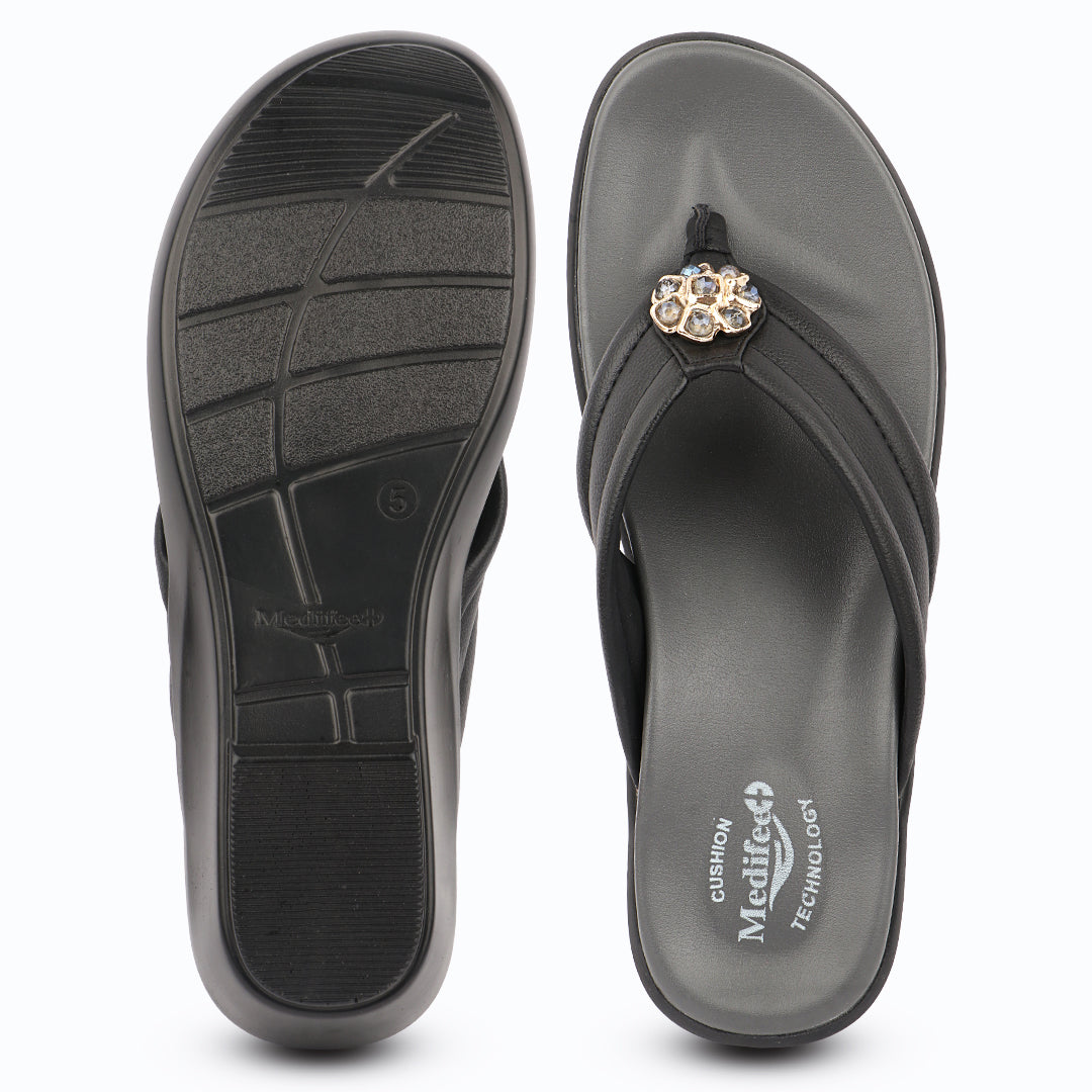 Medifeet Women's Comfort Wedge Sandals | German Technology | Ergonomic Arch Support | Soft Cushion Footbed | Anti-Skid Sole | Lightweight |
