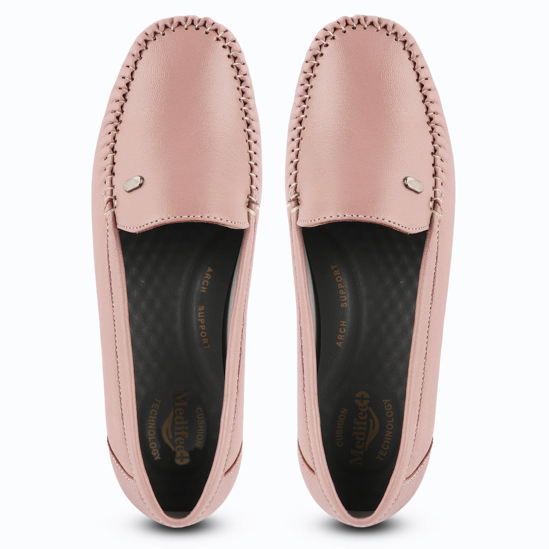 Pointed-Toe Leather Loafers for Women with Extra Cushion