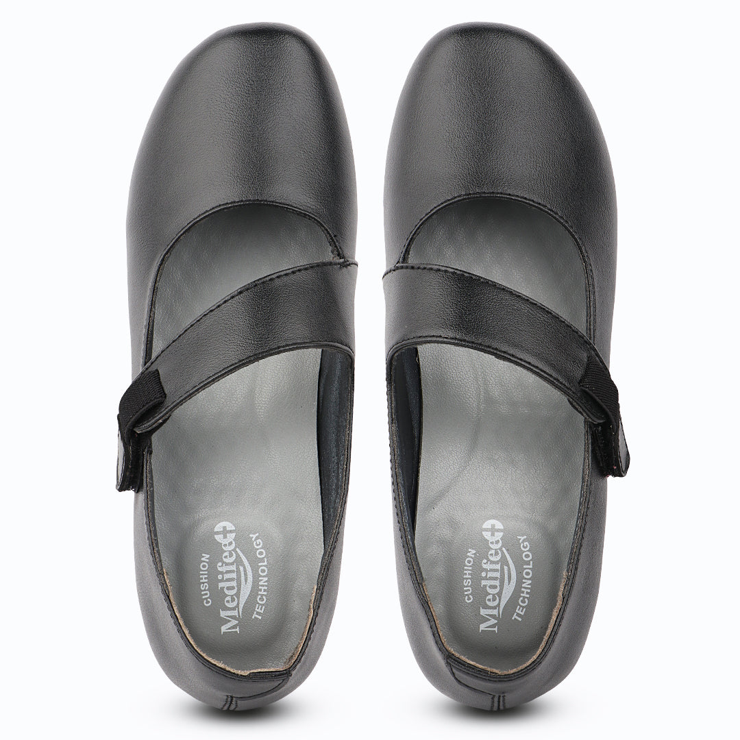 Medifeet Women’s Mary Jane Strap Office & Casual Shoes | Soft Cushioned Comfort | Long Hours Work Support