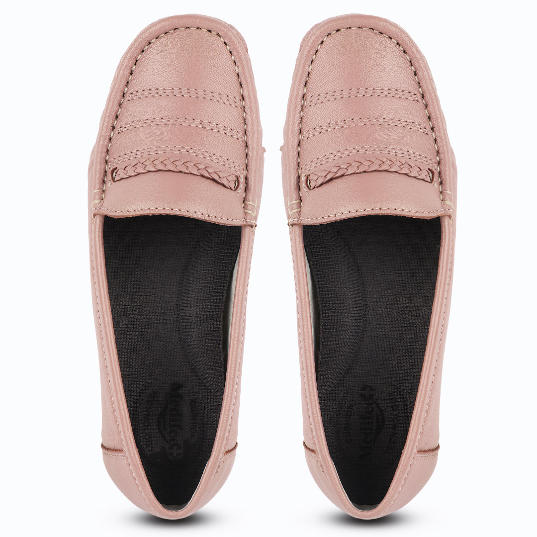 Medifeet Genuine Leather Comfortable & Arch Support Loafers For Women's
