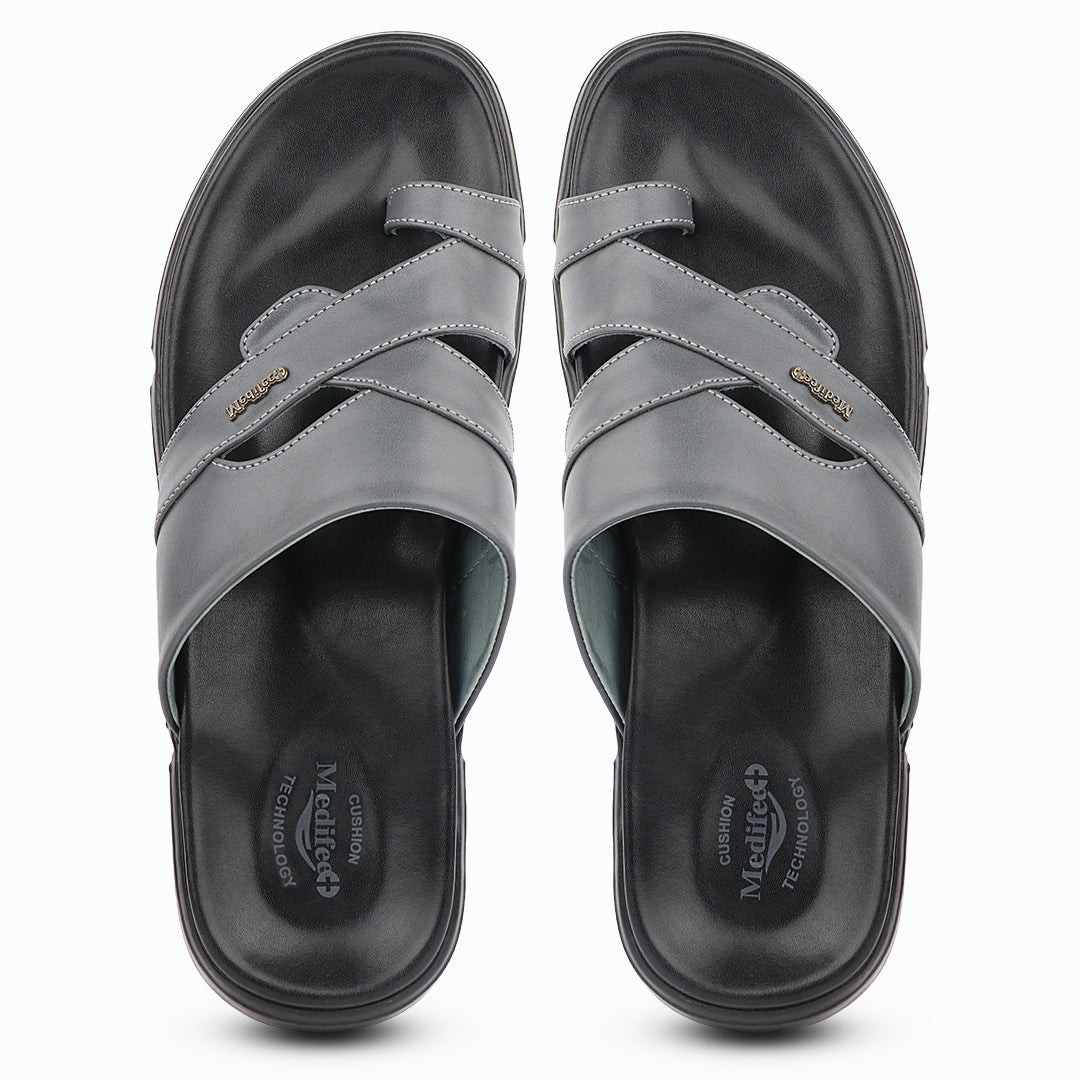 Medifeet Men’s Orthopedic Cross Strap Comfort Slides | Advanced Arch Support | Ultra Cushion Footbed | BASF German Technology Sole | Anti-Skid