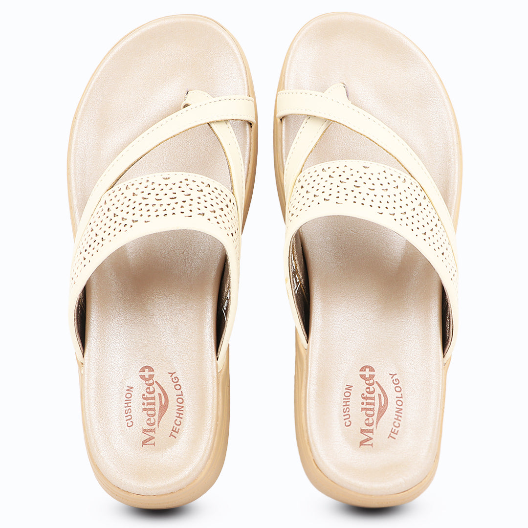 Medifeet SoftStep X-Ring Toe Comfort Slides Slippers For Women's – CushionFlow Midsole Arch Support for All-Day Support