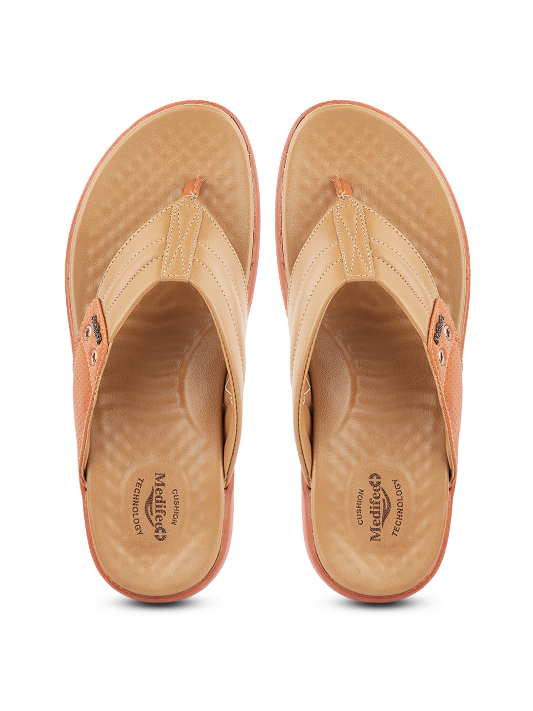 Medifeet Men's Comfort Arch Support Flip-Flops | Dual-Tone Anti-Skid Slippers for All-Day Wear
