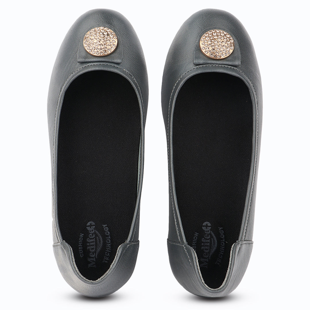 Medifeet 'Desk to Dinner' Chic Embellished 'Ballerinas' for Women Ballet Flats Shoes (Cushion Technology)