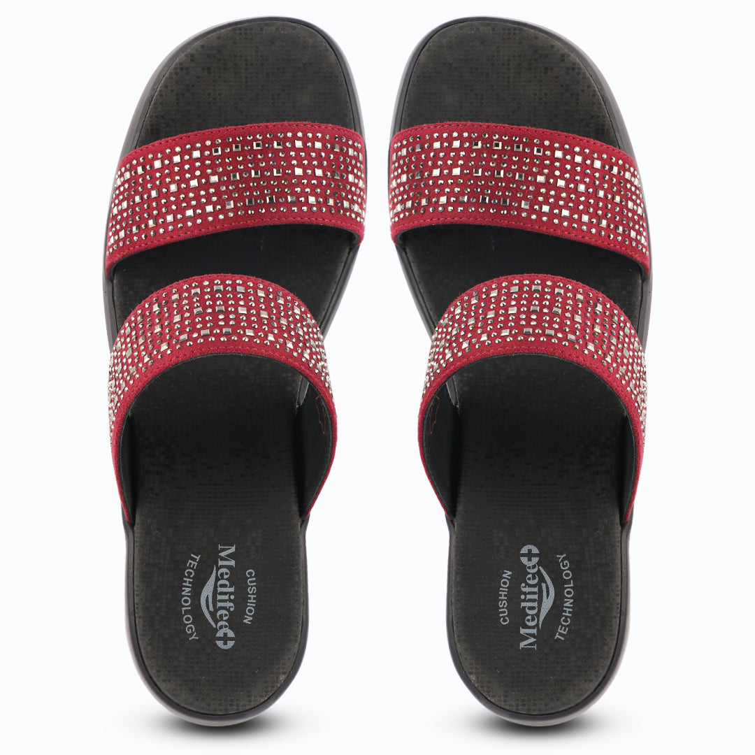 Medifeet Dual Strap Women Wedge Heel Sandals (All Day Wear Comfort)