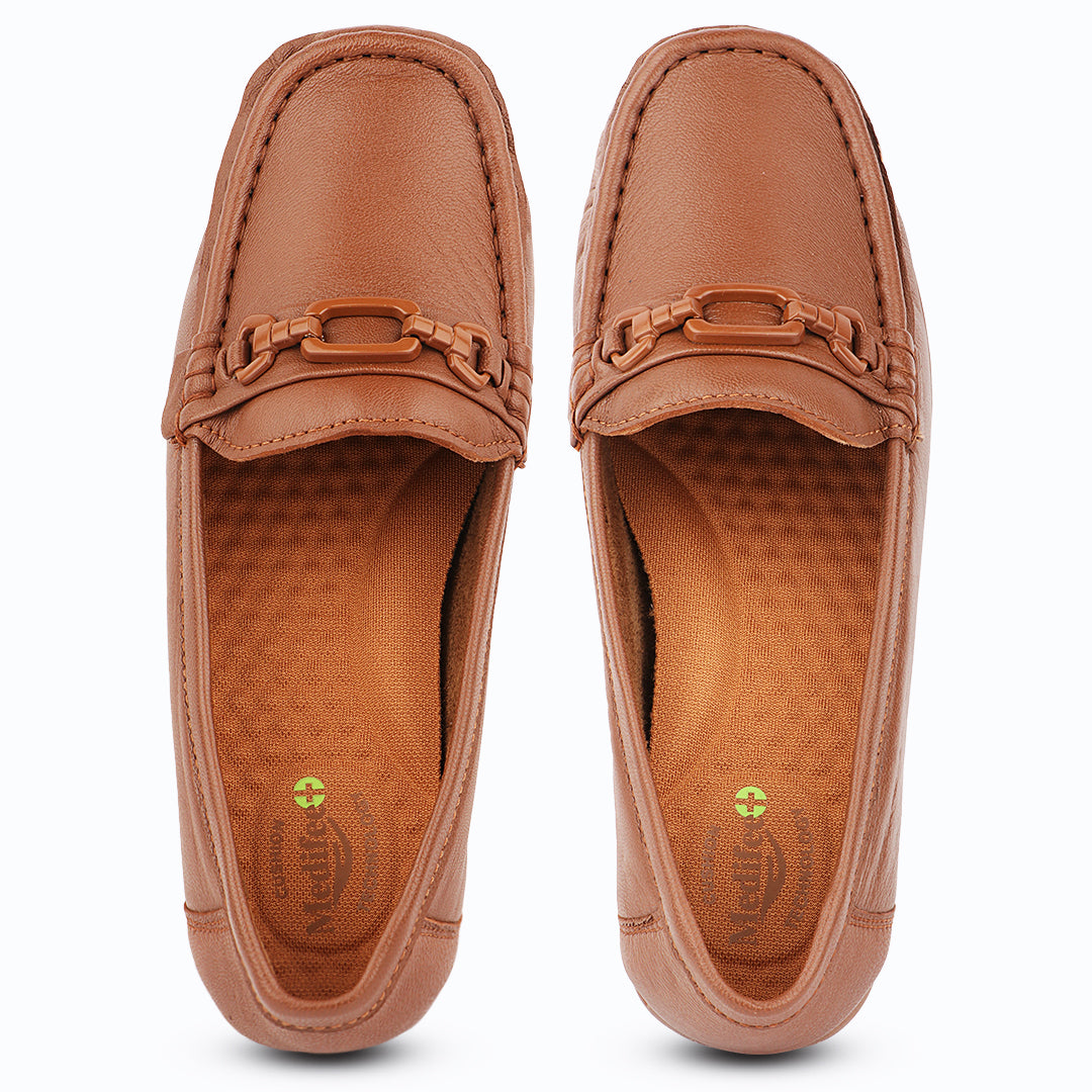 Medifeet Women’s Comfort Loafers – Genuine Leather Slip-On Flats with Arch Support & Cushioned Insole