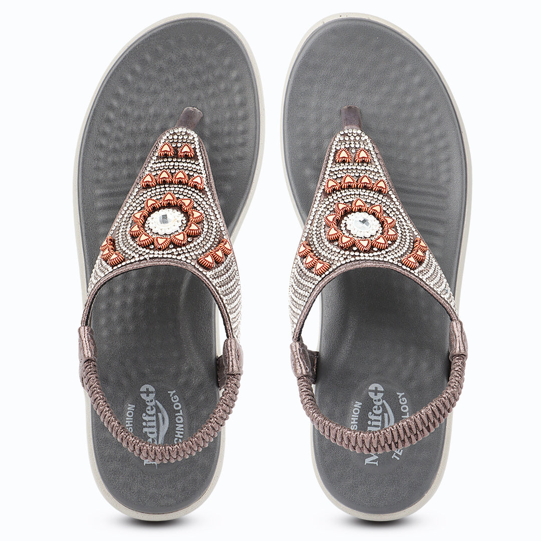Medifeet Elegance Beadwork Slingback Sandals for Women with Plush Cushion Footbed