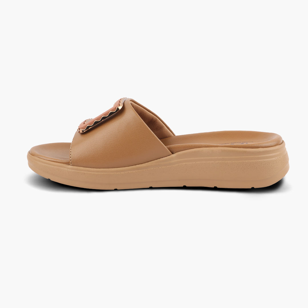Classic Leather Slippers for Women with Cushioned Footbed