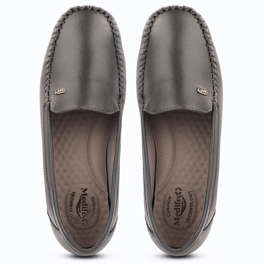 Pointed-Toe Leather Loafers for Women with Extra Cushion