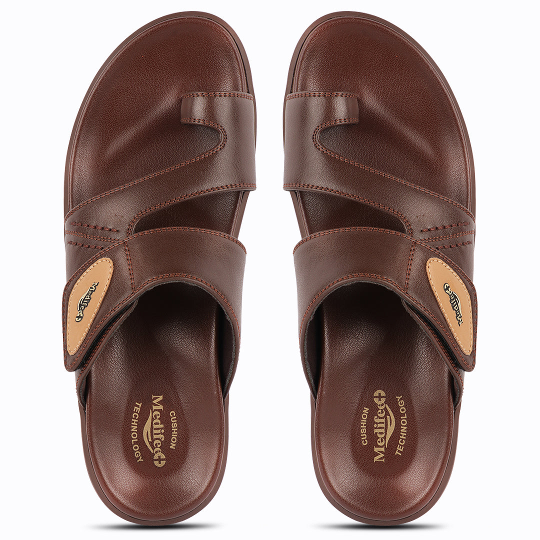 All Day Comfort Men’s Leather Slippers with Anti-Skid Grip