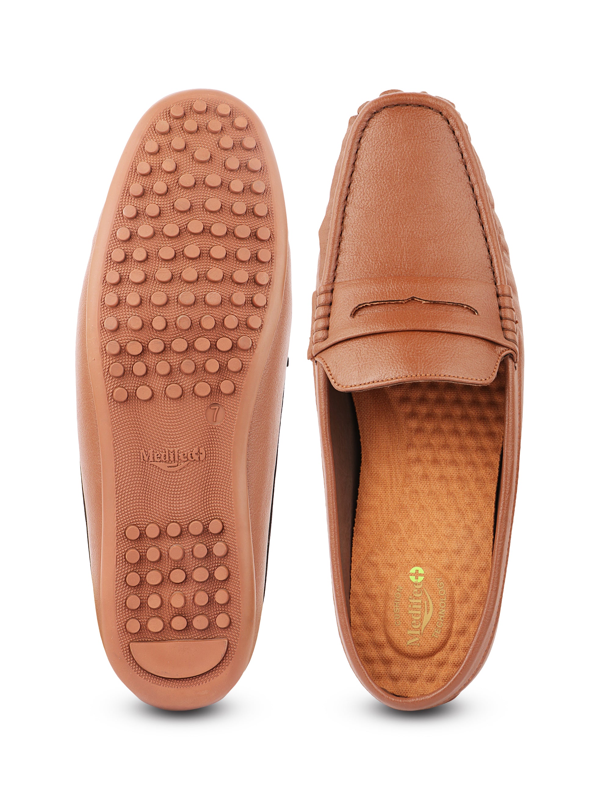 Medifeet Men’s Comfort Penny Loafers – Low Back Formal Shoes with Arch Support & Foot Balancing | Bounce-Back Comfort Insole, Orthopedic Comfort & Anti-Skid Sole for Long-Hour Standing Support