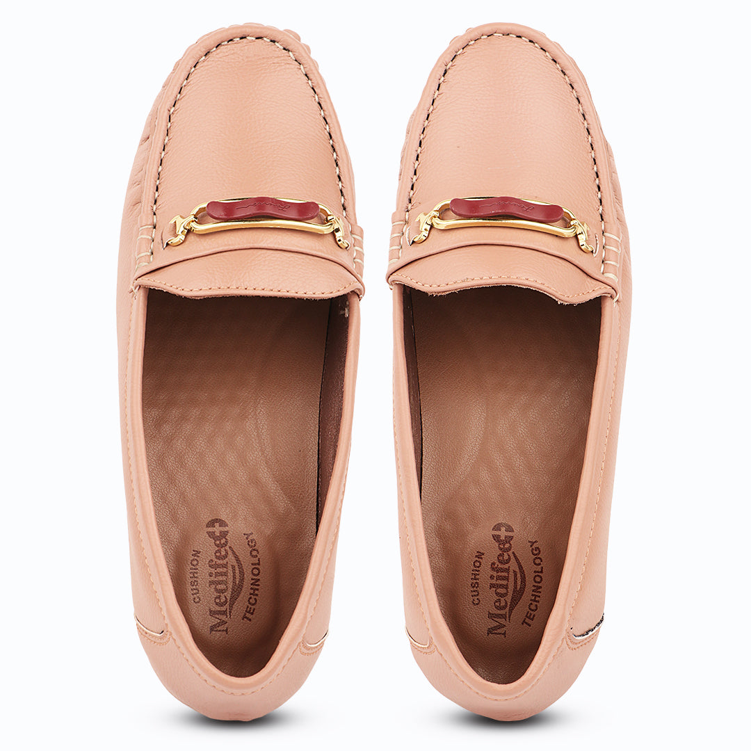 Medifeet Women’s Casual Leather Moc Toe Loafer Shoes | Pain-Free Walking Shoes