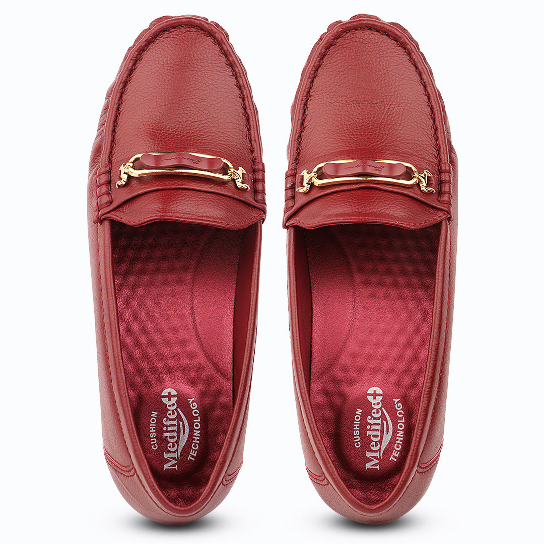 Medifeet Women’s Casual Leather Moc Toe Loafer Shoes | Pain-Free Walking Shoes