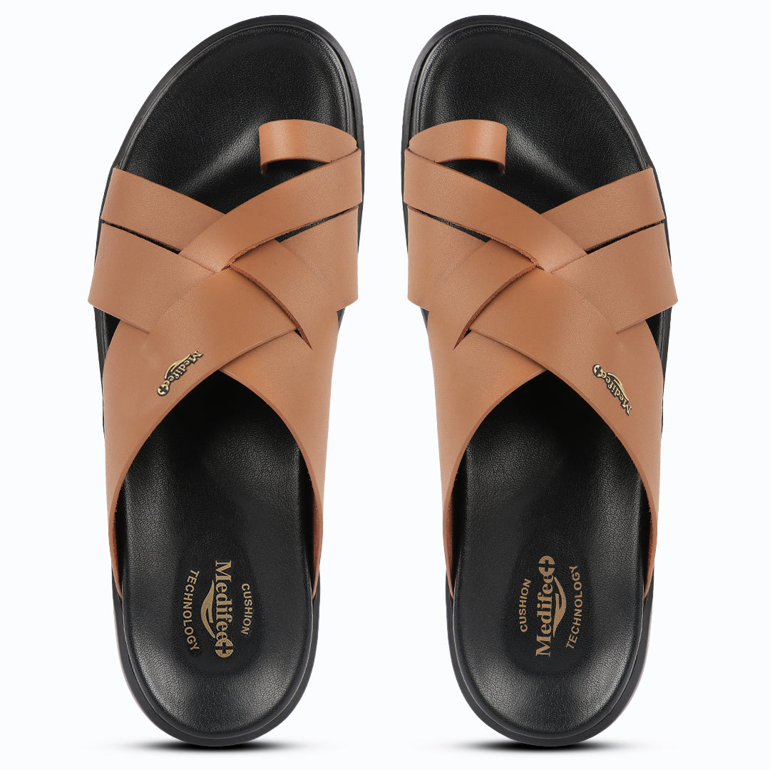 Medifeet Leather Slippers for Men (Classic)
(Extra Comfortable with Arch Support)