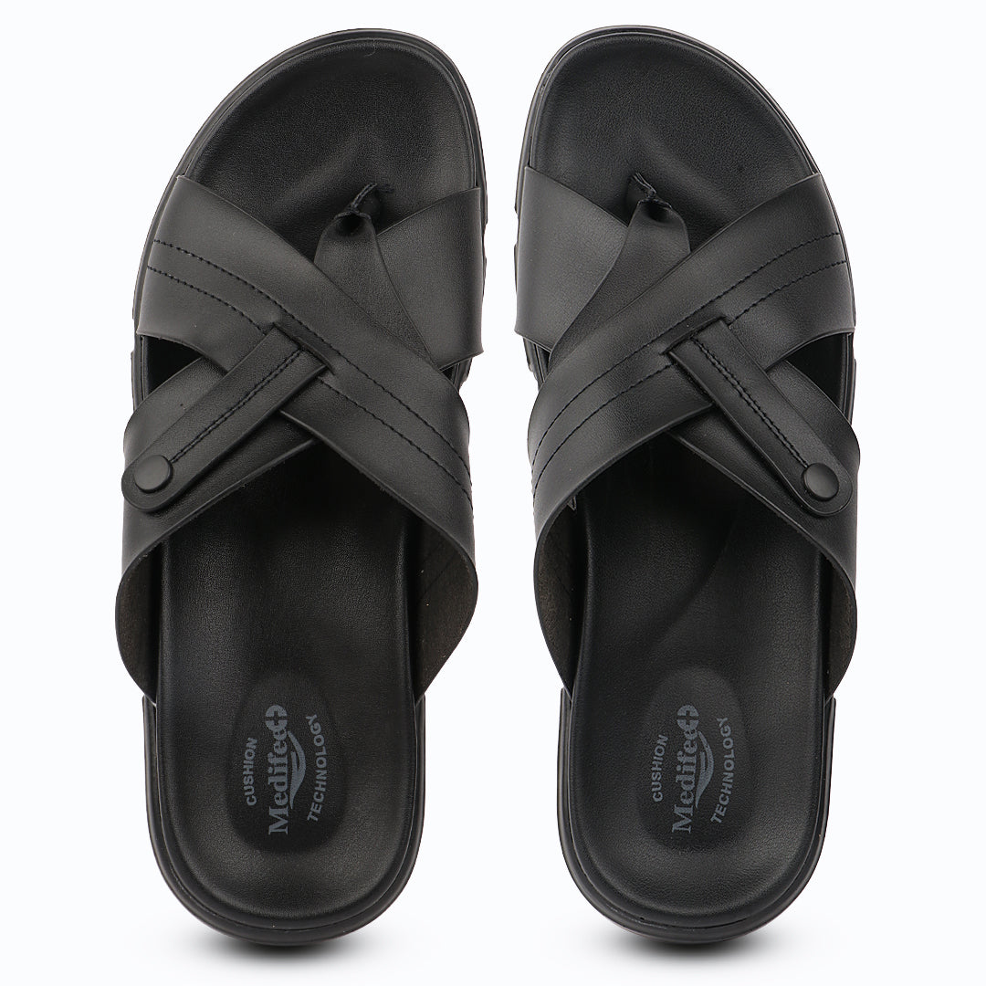 Medifeet ComfortZone Men's Cross Strap Slide Sandals | German Technology Comfort Midsole | Arch Support | Lightweight Slip-On Casual Footwear for Daily Wear