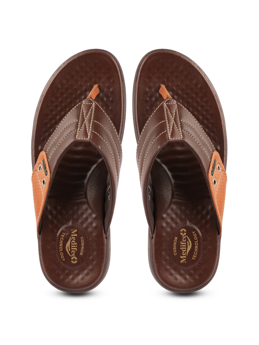 Medifeet Men's Comfort Arch Support Flip-Flops | Dual-Tone Anti-Skid Slippers for All-Day Wear