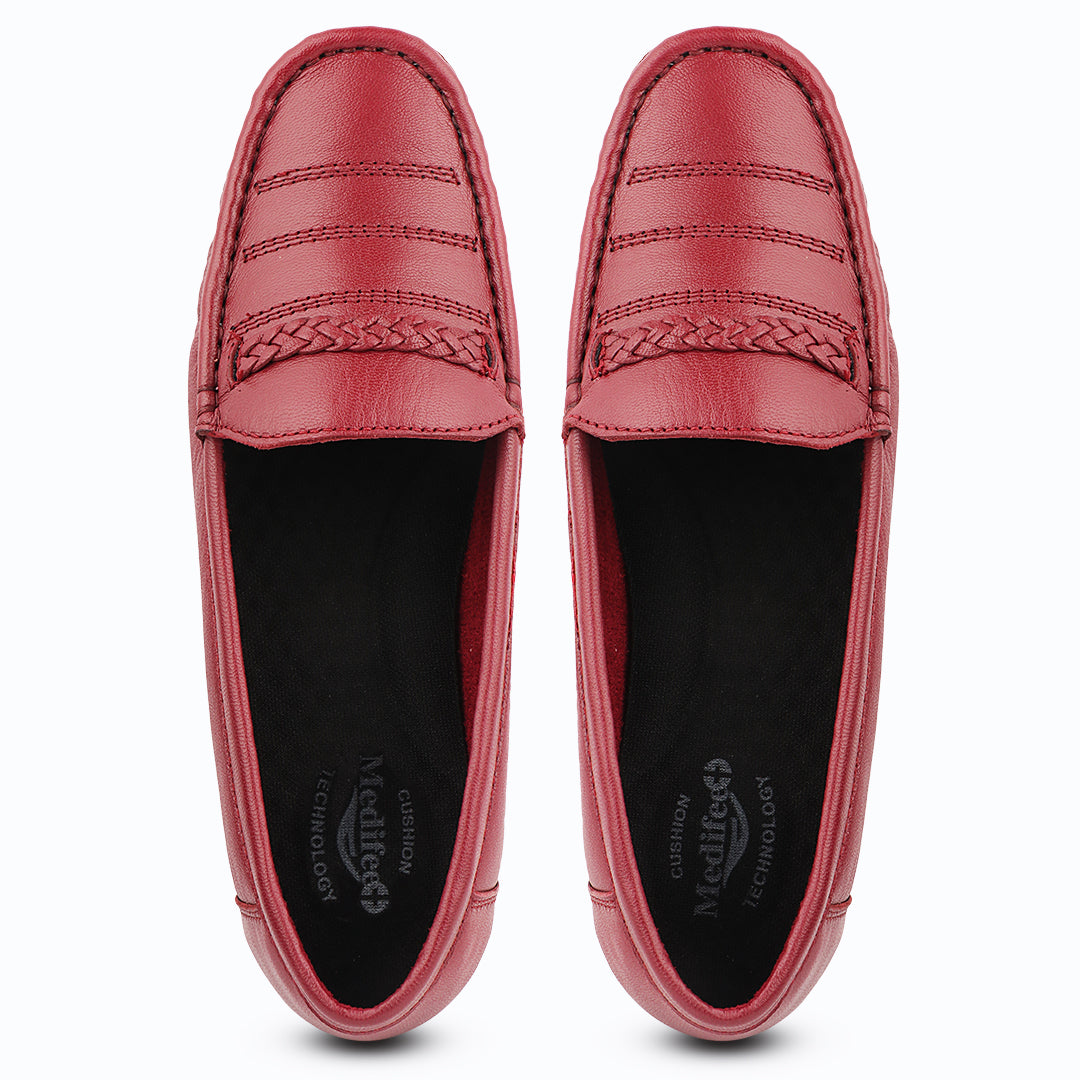 Medifeet Genuine Leather Comfortable & Arch Support Loafers For Women's