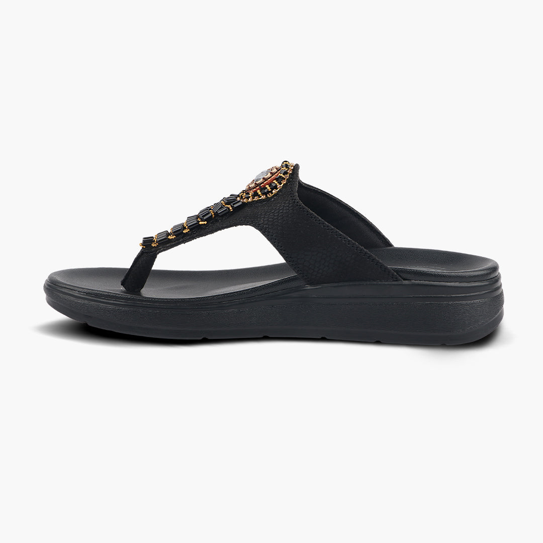 Medifeet Embellished Stylish and Comfy Slippers for Women ( Midsole & Arch Support )