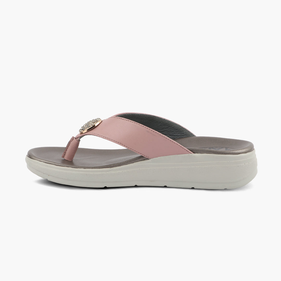 Medifeet Stylish Leather Slippers (Women) (Cushioned Footbed for Extra Comfort)