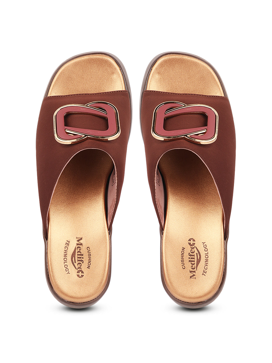 Medifeet Stylish Wedge Heel Sliders for Women (Premium Leather | Cushioned Footbed