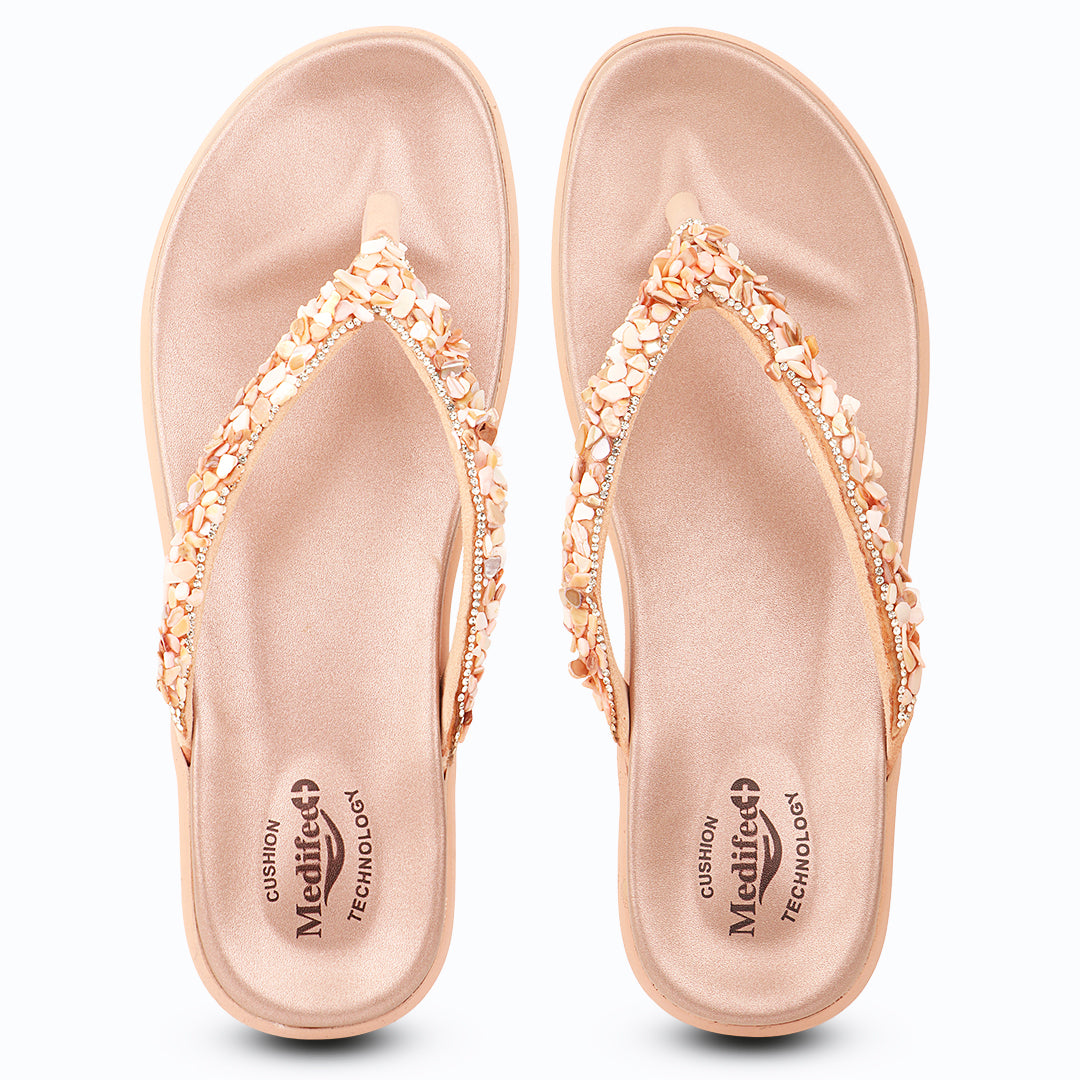 Medifeet Pearl Strap Wedge Sandals for Women – Arch Support, Cushion & Orthopedic Comfort
