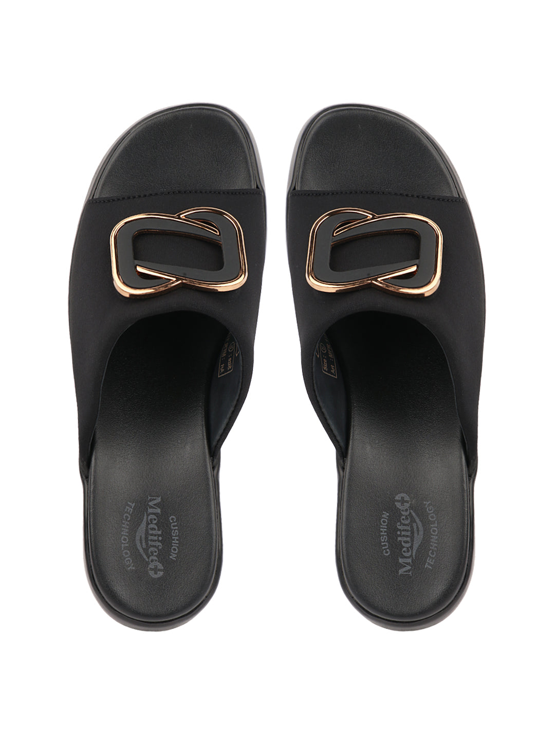 Medifeet Stylish Wedge Heel Sliders for Women (Premium Leather | Cushioned Footbed