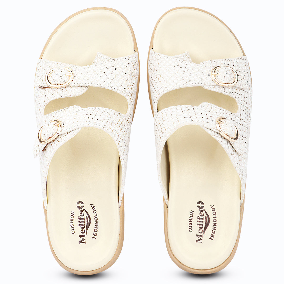 Medifeet DiaStyle Fashion Meets Comfort Diabetic Sandal | Premium Cushioned Orthopedic Slides for All-Day Walking Support