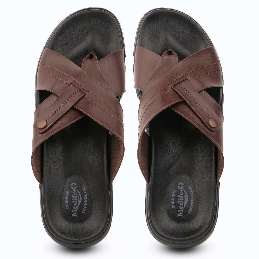Medifeet ComfortZone Men's Cross Strap Slide Sandals | German Technology Comfort Midsole | Arch Support | Lightweight Slip-On Casual Footwear for Daily Wear