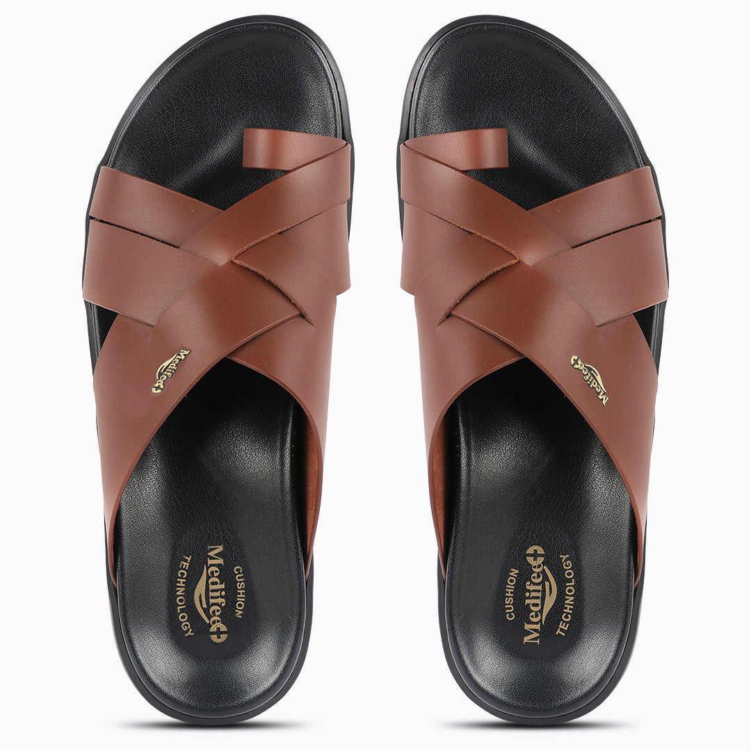 Medifeet Leather Slippers for Men (Classic)
(Extra Comfortable with Arch Support)