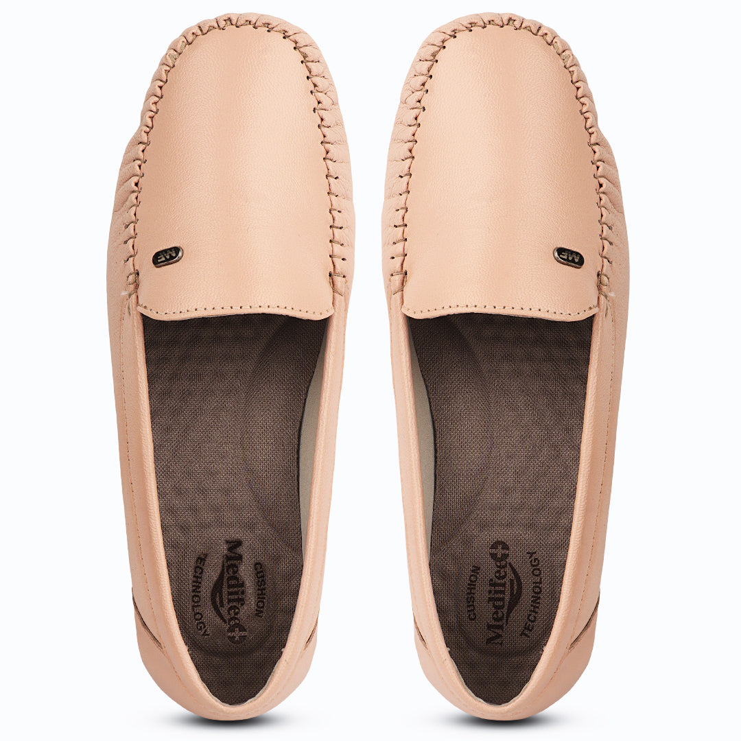 Pointed-Toe Leather Loafers for Women with Extra Cushion