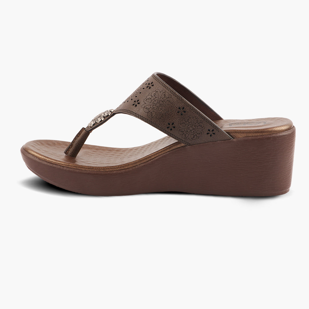 Medifeet Heel Sandals With Embellished Strap For Women's (Arch Support & Comfortable & Cushion Footbed Sandals)